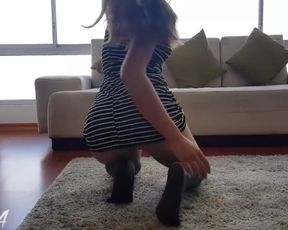 Hot & Sexy Brunette Teen Dancing in a Risky too Short Minidress Panty Shots