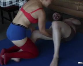 Wrestled Sat on and Tickled by Ingrid Mouth FEMDOM WRESTLING