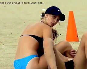 Lesbian Dream Teens Playing on Public Beach - SO HOT !!