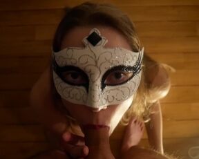 Trying on my Mask - my first Blowjob on a Camera