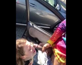 White Girl Receives BBC Facial in Public