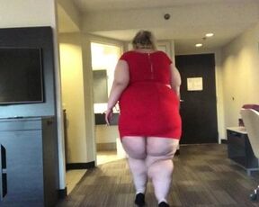 SSBBW Instagram Model In Small Red Dress