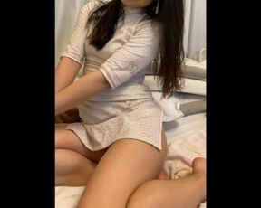 Xibao play with bbc dildo