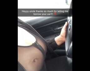 Masturbating in Parking Lot while Sexting my Step Uncle on Snapchat - I Squirt all over his Car!