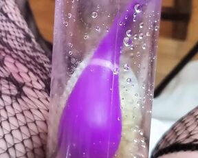 Close Up Squirt Vibrating in the Penis Pump Mistress Gina