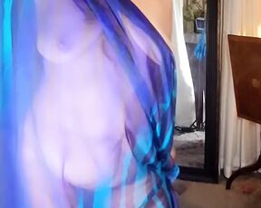 Dancing  naked in my transparent scarf. Mature Latina granny with hairy pussy