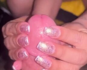 Glitter nails handjob