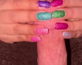 Sparkle nail handjob