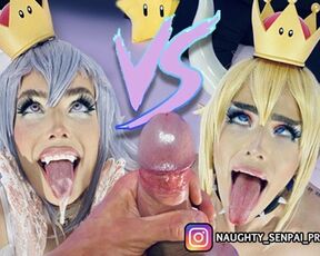 BOWSETTE vs BOOSETTE Battle! (PMV) Cosplay Ahegao, Rough Sex, Sloppy Blowjob, Nylon Feet, Footjob