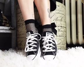 My Feet Are Tiny and Adorable in Converse, Especially with These Ankle Fishnet Socks with a Big Bow.